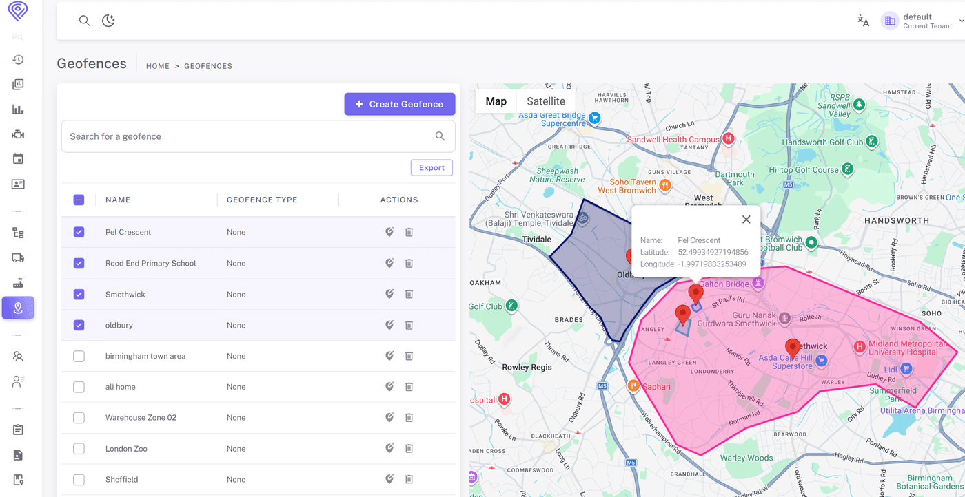 Geofencing screenshot