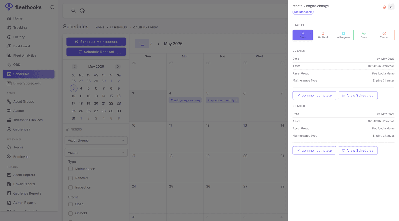 Scheduled Maintenance screenshot